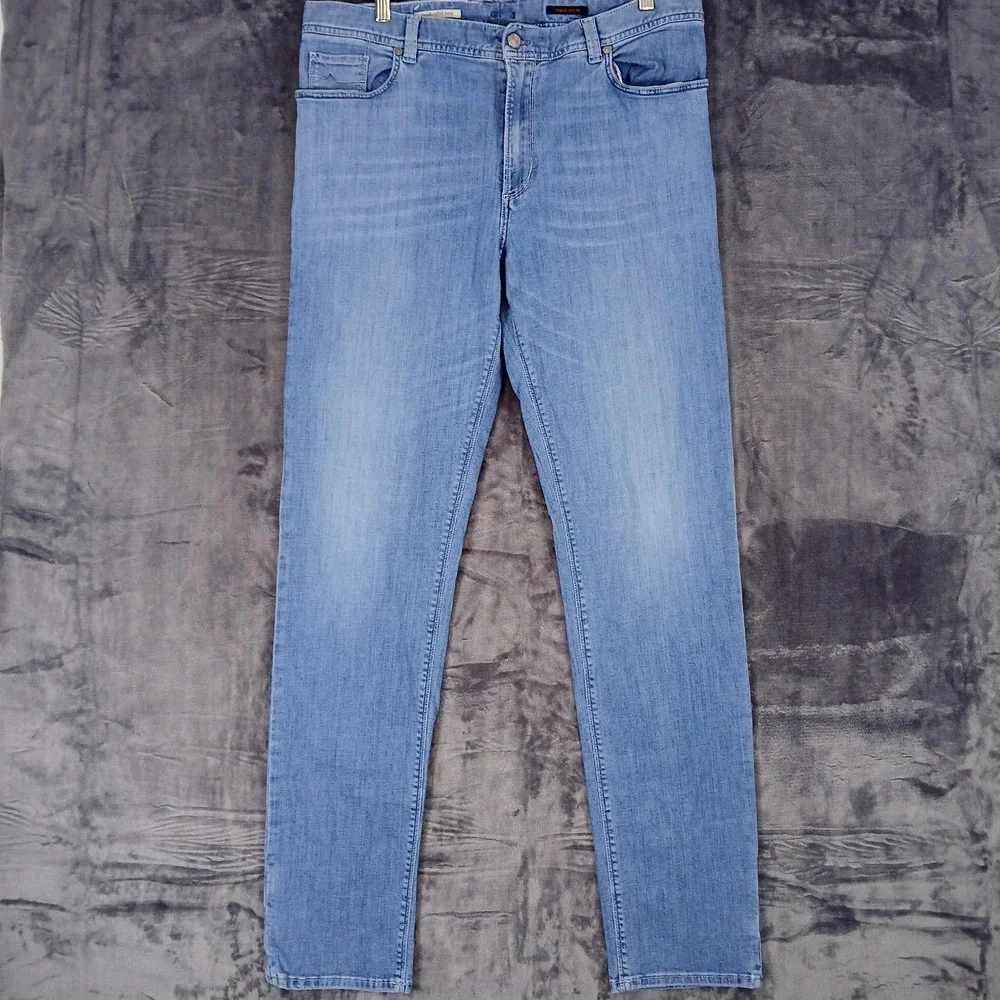 Alberto Jeans Mens 38x36 Blue Pipe-B DS Light Denim Regular Slim‎ Fit Stretch